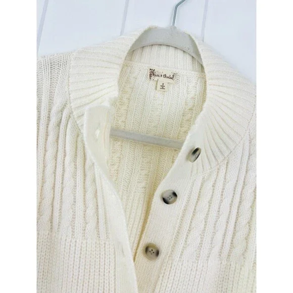 Hem & Thread Ivory Super Soft Knitted Aztec Cardigan Boho Southwestern Sweater S - Picture 2 of 8